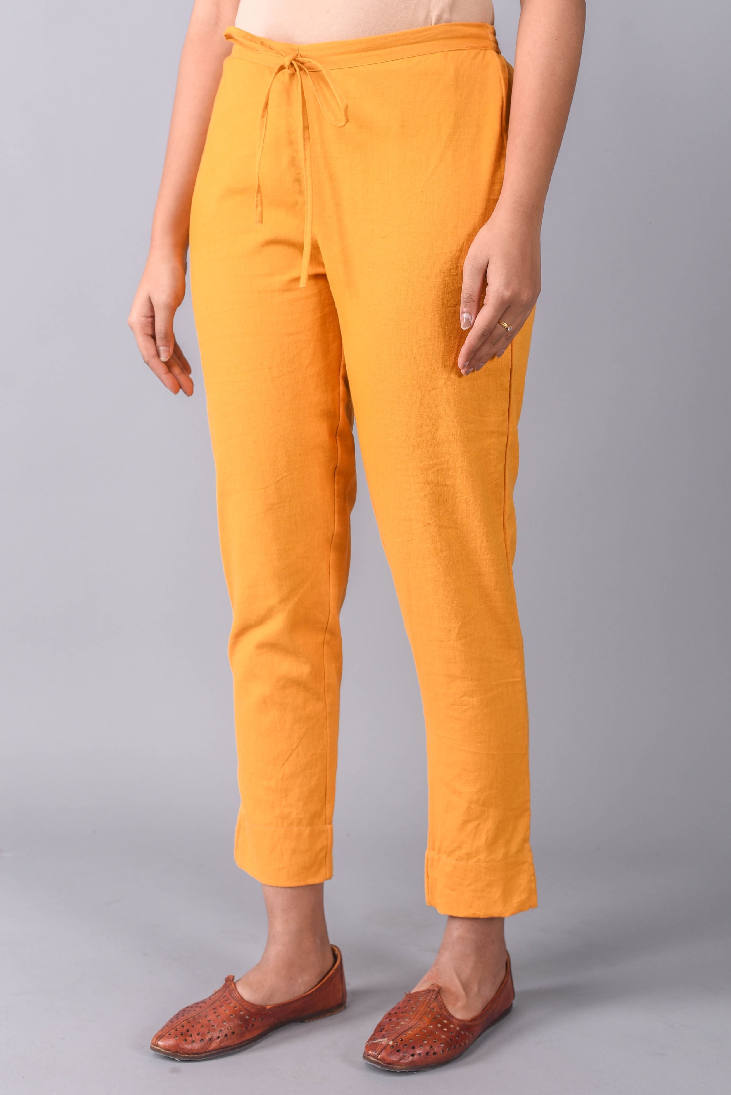Buy Vasavi Women Yellow Slim fit Cigarette pants Online at Low Prices in  India - Paytmmall.com