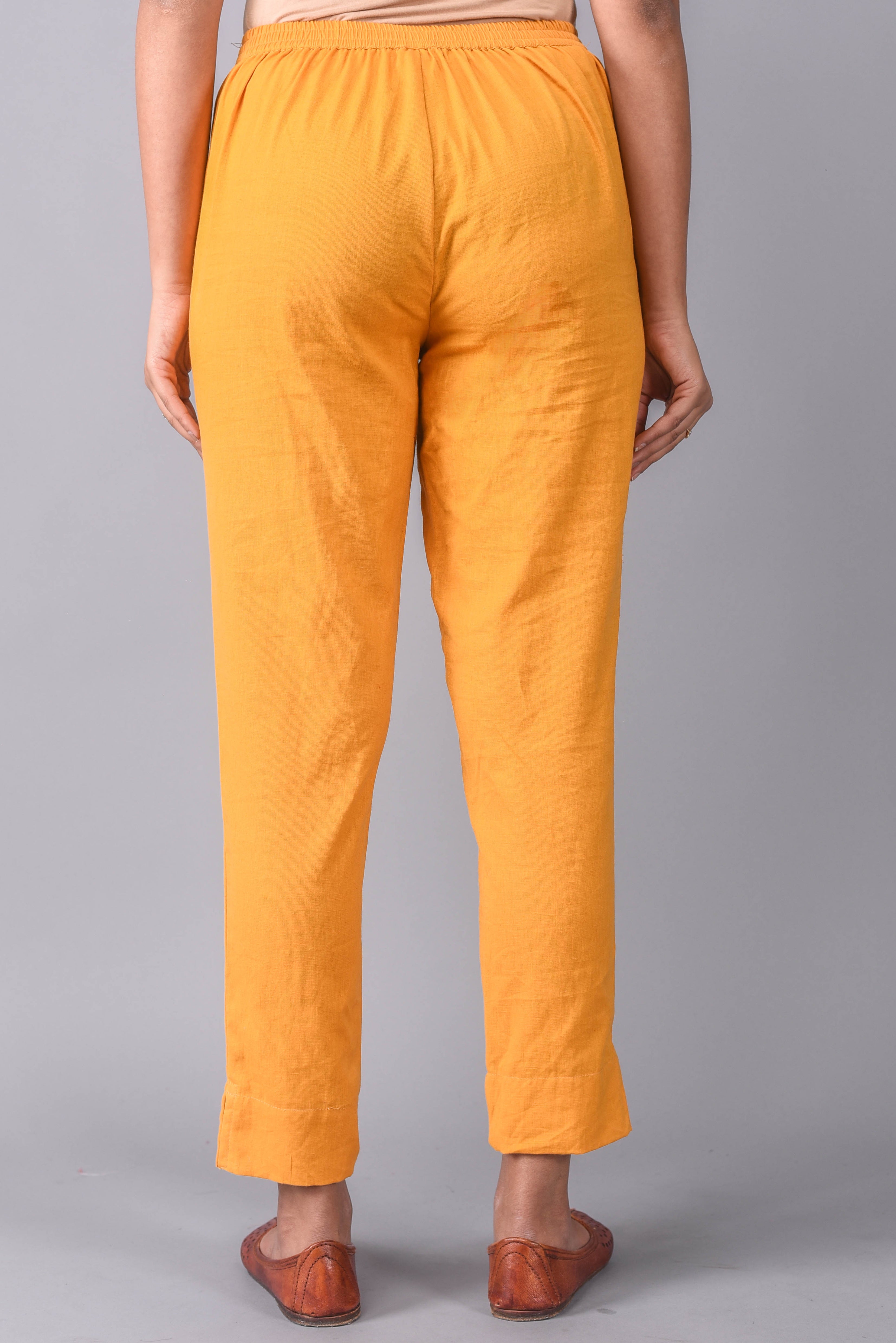 Buy 7STAR NX Solid Cotton Slub Cigarette Pant | Regular Fit Stretchable  Potli Pants/Cigarette/Trousers, Bundi Pants for Women, Girls (36, Mustard)  at Amazon.in