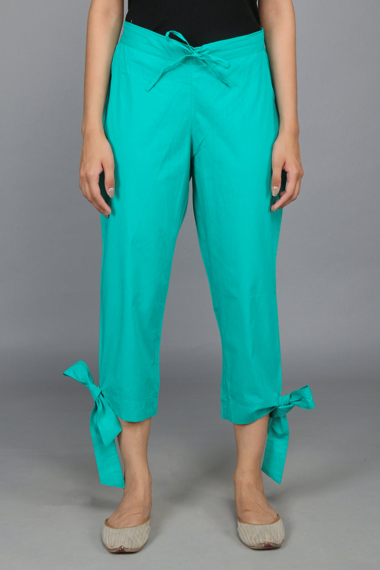Turquoise SOLID CAPRIS-Pants –